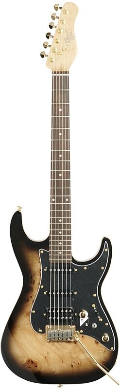 Michael Kelly Custom Collection '60s Burl Ultra Electric Guitar, Pau Ferro Fingerboard, Black Burl Burst, Full Straight Front
