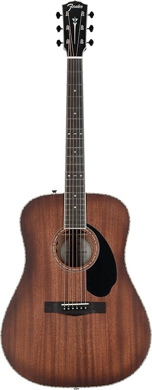 Fender Paramount PD-220E Dreadnought Mahogany Acoustic-Electric Guitar (with Case), Cognac, Full Straight Front