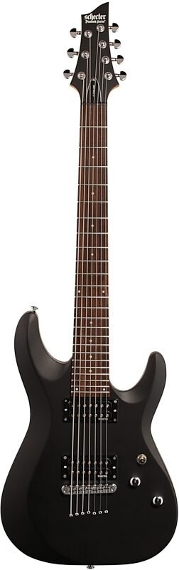 Schecter C-7 Deluxe Electric Guitar, Satin Black, Full Straight Front