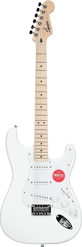 Squier Sonic Hard Tail Stratocaster Electric Guitar, Maple Fingerboard, Arctic White, Full Straight Front