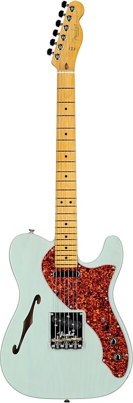 Fender Limited Edition American Pro II Telecaster Thinline Electric Guitar (with Case), Transparent Surf Green, Full Straight Front