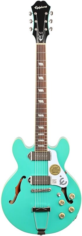 Epiphone Casino Coupe Electric Guitar, Turquoise, Full Straight Front
