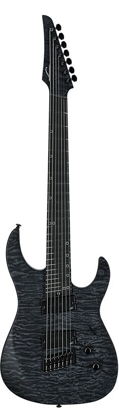 Legator Ninja 7 Multi-Scale Guitar, Black Quilted Maple, Full Straight Front
