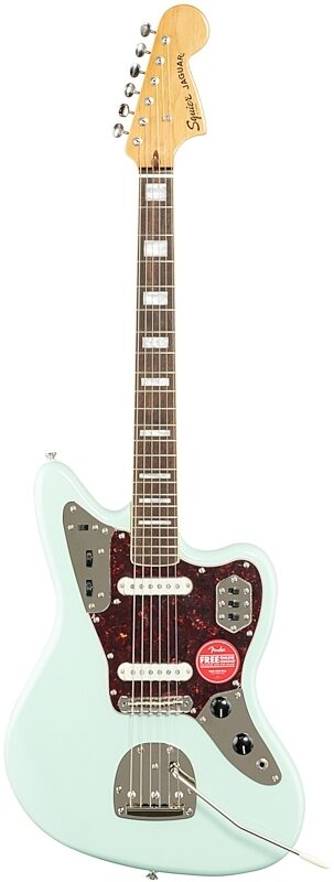 Squier Classic Vibe '70s Jaguar Electric Guitar, with Laurel Fingerboard, Surf Green, Full Straight Front