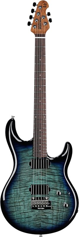 Ernie Ball Music Man Maple Top Luke 4 HH Electric Guitar (with Gig Bag), Blue Dream, Full Straight Front