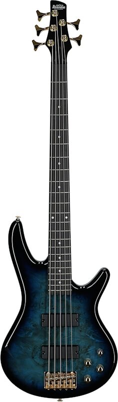 Ibanez GSR205PC Gio Electric Bass, 5-String, Transparent Marine Burst, Full Straight Front