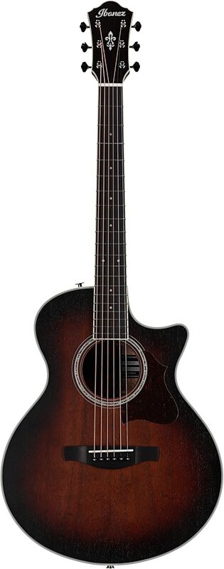 Ibanez AE240JR Acoustic-Electric Guitar, Mahogany Sunburst Open Pore, Full Straight Front