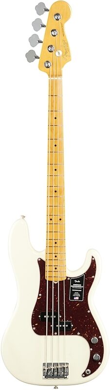 Fender American Pro II Precision Electric Bass, Maple Fingerboard (with Case), Olympic White, Full Straight Front