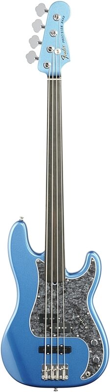 Fender Tony Franklin Fretless Precision Bass with Case, Lake Placid Blue, Full Straight Front