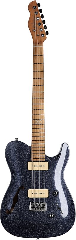 Chapman ML3 Traditional Semi-Hollowbody Pro Electric Guitar, Traditional Blue Sparkle, Full Straight Front