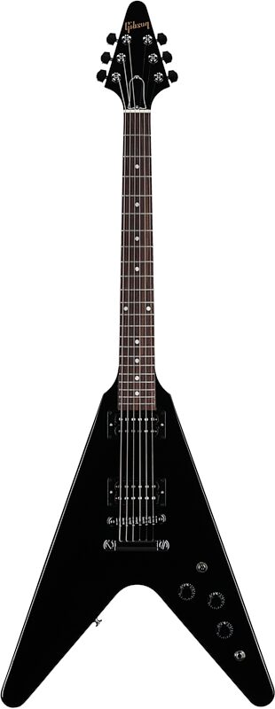 Gibson 80s Flying V Electric Guitar (with Case), Ebony, Full Straight Front