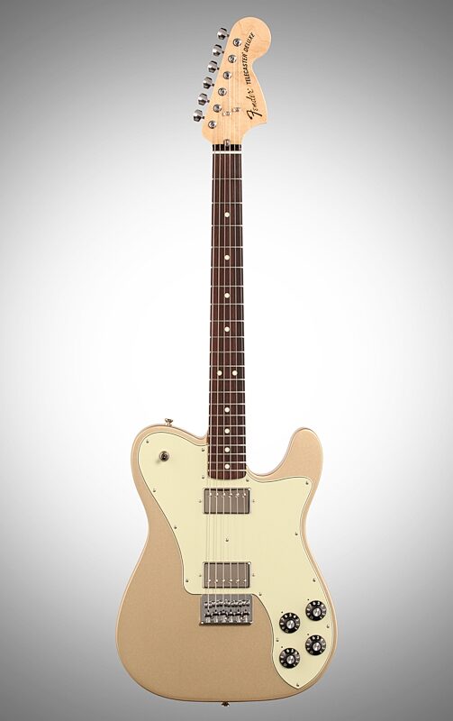 Fender Chris Shiflett Telecaster Deluxe Electric Guitar (with Case), Rosewood Fingerboard, Shoreline Gold, Full Straight Front