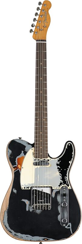 Fender Limited Edition Joe Strummer Telecaster Electric Guitar (with Case), Road Worn Black, Full Straight Front