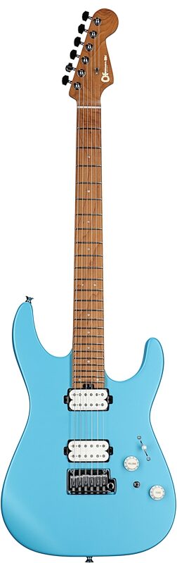 Charvel Pro-Mod DK24 HH 2PT CM Electric Guitar, with Maple Fingerboard, Matte Blue Frost, Full Straight Front