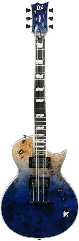 ESP LTD EC-1000 Burl Poplar Electric Guitar, Blue Natural Fade, Full Straight Front