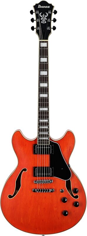 Ibanez AS73 Artcore Semi-Hollow Electric Guitar, Transparent Tangerine Flat, Full Straight Front
