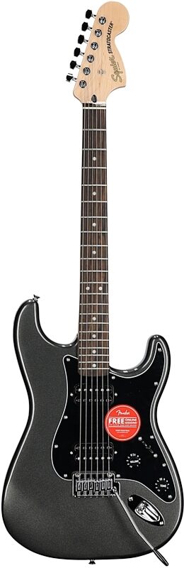 Squier Affinity Stratocaster HH Electric Guitar, Laurel Fingerboard, Charcoal Frost, Full Straight Front