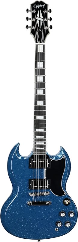 Epiphone Exclusive SG Custom Electric Guitar, Blue Sparkle, Full Straight Front