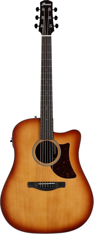 Ibanez AAD50CE Artwood Advanced Acoustic-Electric Guitar, Light Brown Sunburst, Full Straight Front