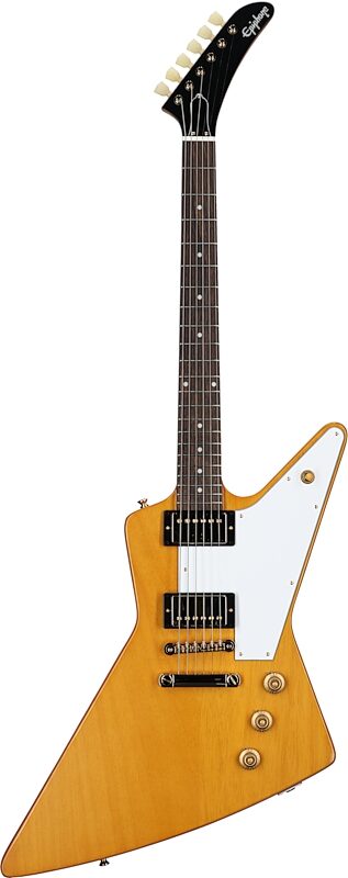 Epiphone 1958 Explorer Korina Electric Guitar (with Case), With White Pickguard, Full Straight Front