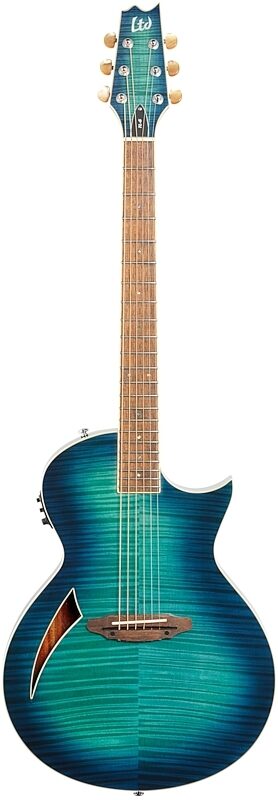 ESP LTD TL6FM Acoustic-Electric Thinline Guitar, Aqua Marine, Full Straight Front