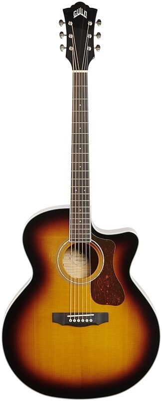 Guild F-250CE Jumbo Cutaway Acoustic-Electric Guitar, Flame Maple, Full Straight Front