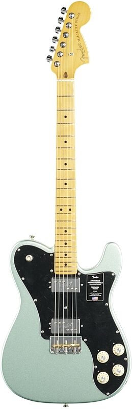 Fender American Pro II Telecaster Deluxe Electric Guitar, Maple Fingerboard (with Case), Mystic Surf Green, Full Straight Front