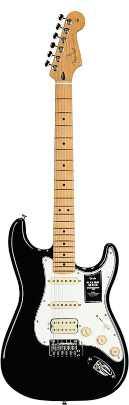 Fender Player II Stratocaster HSS Electric Guitar, with Maple Fingerboard, Black, Full Straight Front