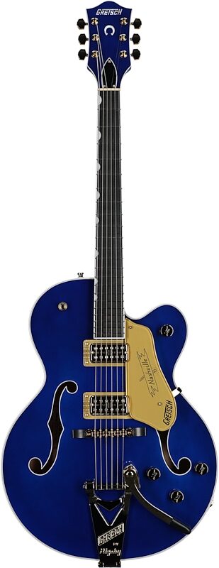 Gretsch G6120TG Players Edition Nashville Electric Guitar (with Case), Azure Metallic, Full Straight Front