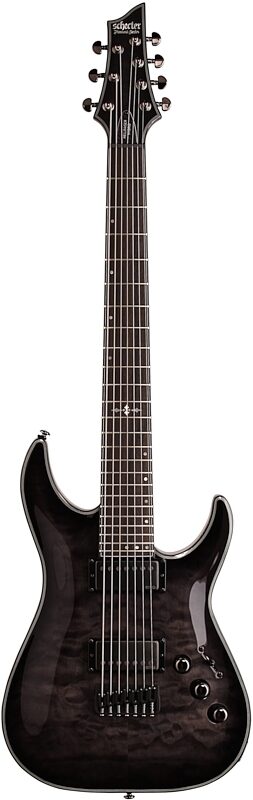 Schecter Hellraiser Hybrid C-7 Electric Guitar, 7-String, Transparent Black Burst, Full Straight Front