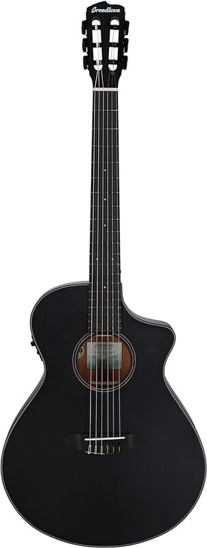 Breedlove Discovery S Concert CE Classical Acoustic Guitar, Satin Black, Full Straight Front