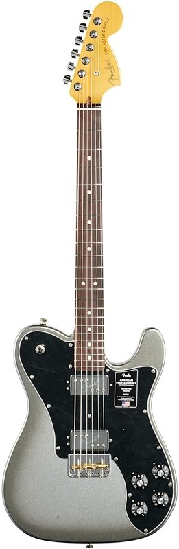 Fender American Pro II Telecaster Deluxe Electric Guitar, Rosewood Fingerboard (with Case), Mercury, Full Straight Front