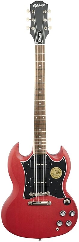 Epiphone SG Classic Worn P90 Electric Guitar, Worn Cherry, Full Straight Front