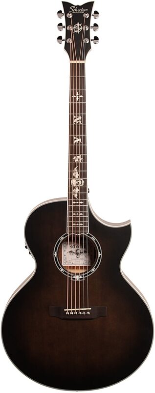 Schecter Synyster Gates Acoustic-Electric Guitar, Transparent Black Satin, Full Straight Front