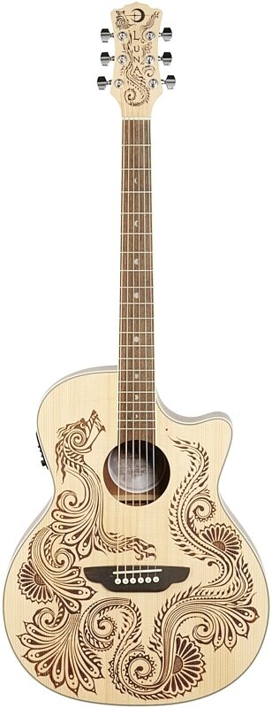 Luna Henna Dragon Acoustic-Electric Guitar, Blemished, Full Straight Front