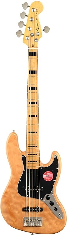 Squier Classic Vibe '70s Jazz V Electric Bass, 5-String, Maple Fingerboard, Natural, Full Straight Front