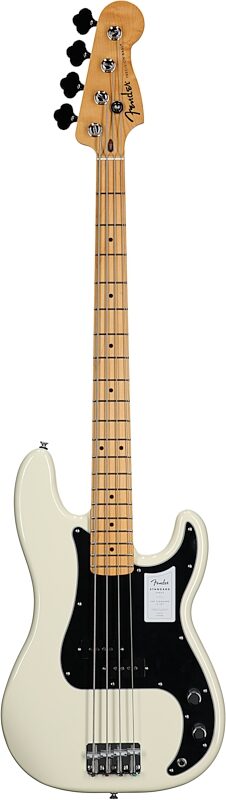 Fender Standard Precision Bass Guitar, Maple Fingerboard, Olympic White, Full Straight Front