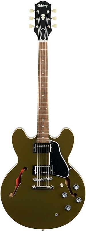 Epiphone Exclusive ES-335 Electric Guitar, Olive Drab Green, Blemished, Full Straight Front