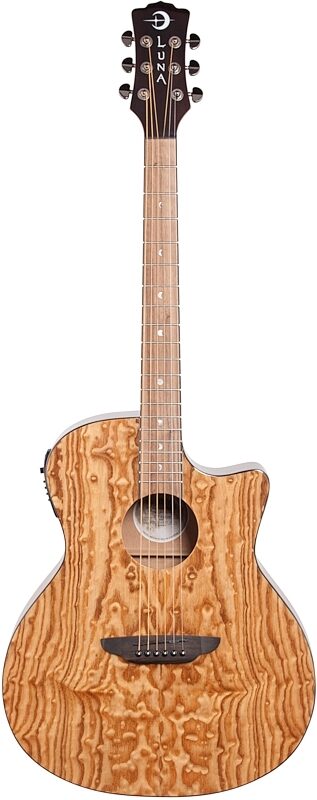 Luna Gypsy Quilt Top Acoustic-Electric Guitar, Gloss Natural, Full Straight Front