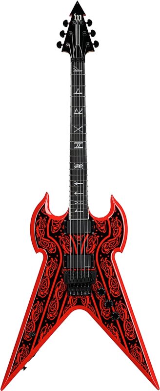 Wylde Audio Warhammer FR Electric Guitar, Norse Dragon Pinstripe Red, Open Box (Good), Full Straight Front