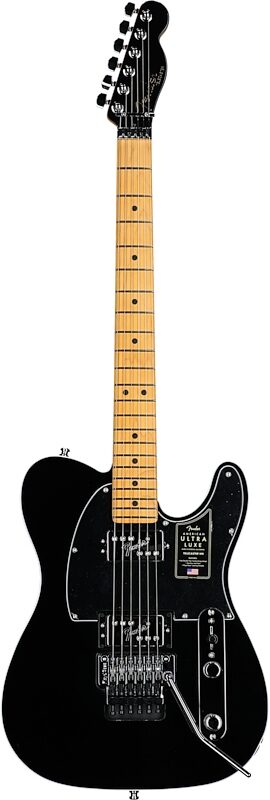 Fender American Ultra Luxe Telecaster FR HH Electric Guitar (with Case), Mystic Black, Full Straight Front