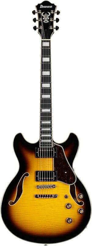 Ibanez Artcore Expressionist AS93FM Semi-Hollowbody Electric Guitar, Antique Yellow Satin, Full Straight Front
