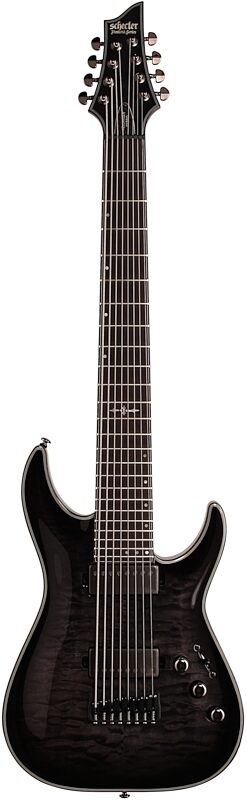 Schecter Hellraiser Hybrid C-8 Electric Guitar, 8-String, Transparent Black Burst, Full Straight Front