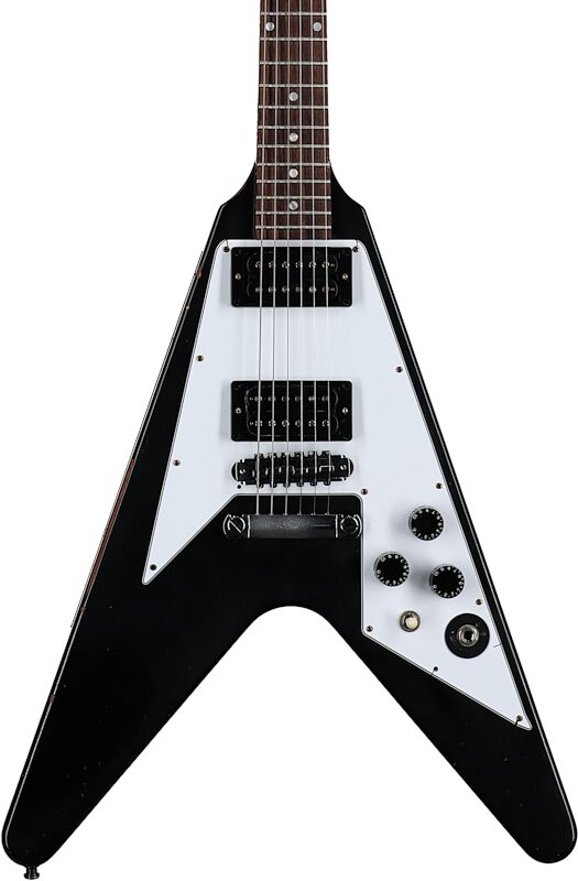 Gibson Custom Kirk Hammett 1979 Flying V Electric Guitar (with Case), Ebony, Serial Number KH 064, Body Straight Front