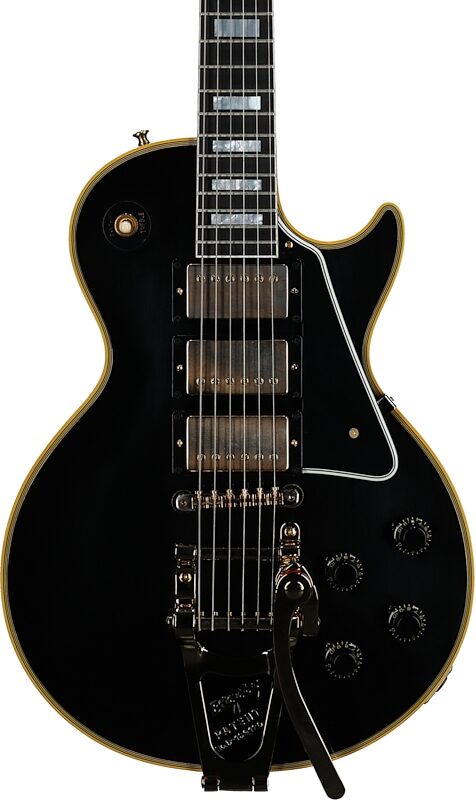 Gibson Custom '57 Les Paul Custom Black Beauty Electric Guitar (with Case), Ebony, with Bigsby, Serial Number 73841, Body Straight Front