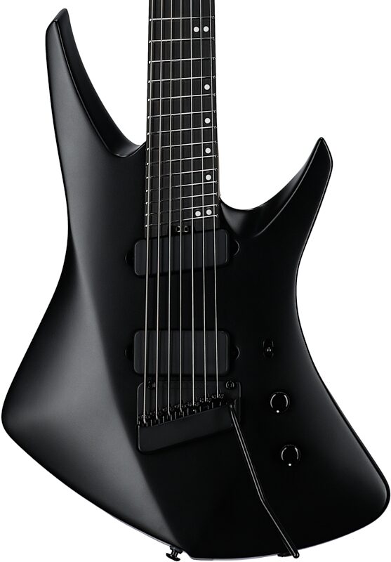 Ernie Ball Music Man Kaizen 7 Electric Guitar (with Case), Apollo Black, Serial Number S08562, Body Straight Front