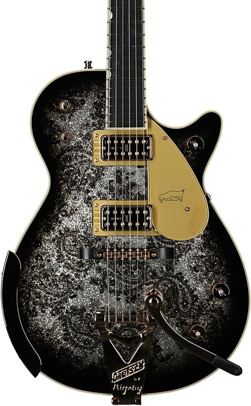 Gretsch G6134TG Limited Edition Paisley Penguin Electric Guitar (with Case), Black Paisley Penguin, Serial Number JT23051855, Body Straight Front