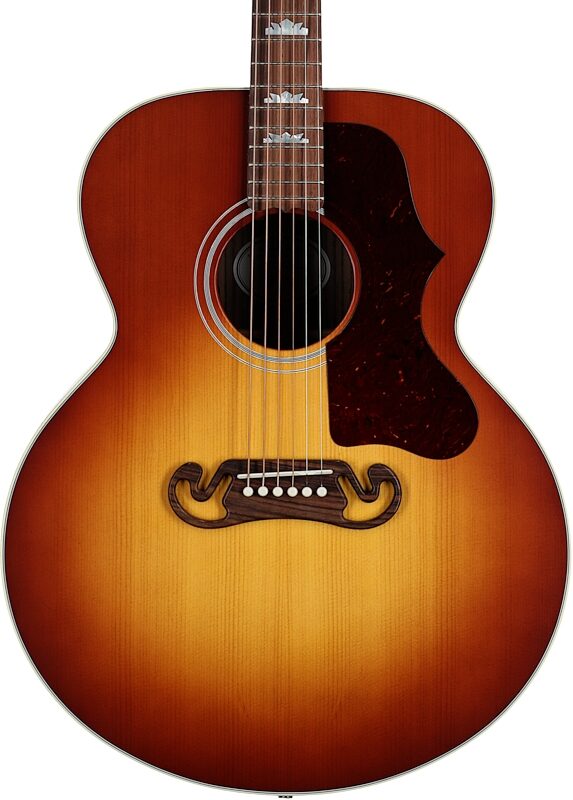Gibson SJ-200 Studio Rosewood Jumbo Acoustic-Electric Guitar (with Case), Satin Rosewood Burst, Serial Number 22163022, Body Straight Front