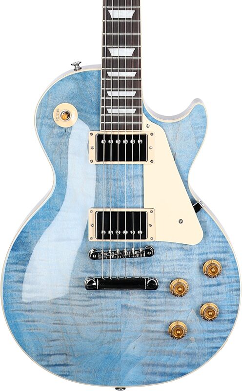 Gibson Les Paul Standard 50s Custom Color Electric Guitar, Figured Top (with Case), Ocean Blue, Serial Number 220830405, Body Straight Front