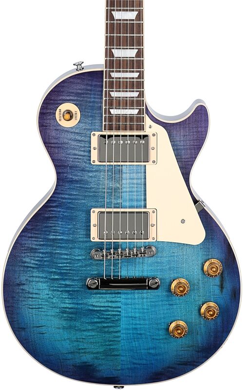 Gibson Les Paul Standard 50s Custom Color Electric Guitar, Figured Top (with Case), Blueberry Burst, Serial Number 223630380, Body Straight Front